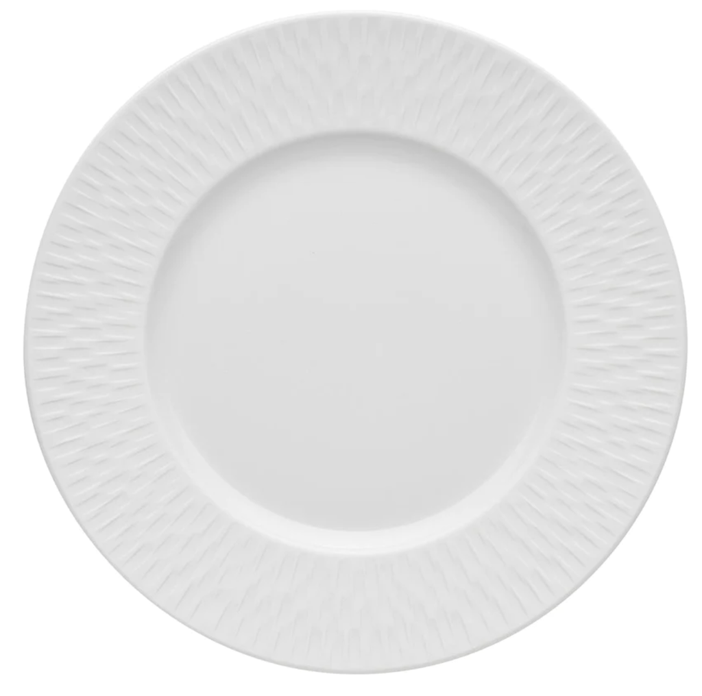 DEGRENNE BOREAL SATIN BLANC — Round Dessert / Salad / App. plate w/wide rim — 193320 (Pack of 6 pieces)