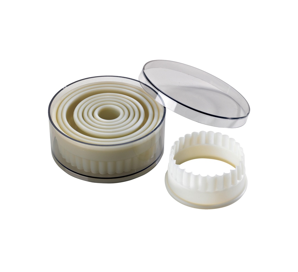 Mallard Ferrière Set of 9 fluted round pastry cutters — 02281
