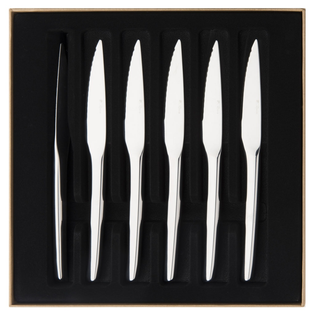 DEGRENNE GUEST Set of  of 6 steak knives solid handle serrated — 206294