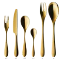 DEGRENNE ONDE PVD OR — 50 pieces solid handle serrated box set — 239464 (One piece)