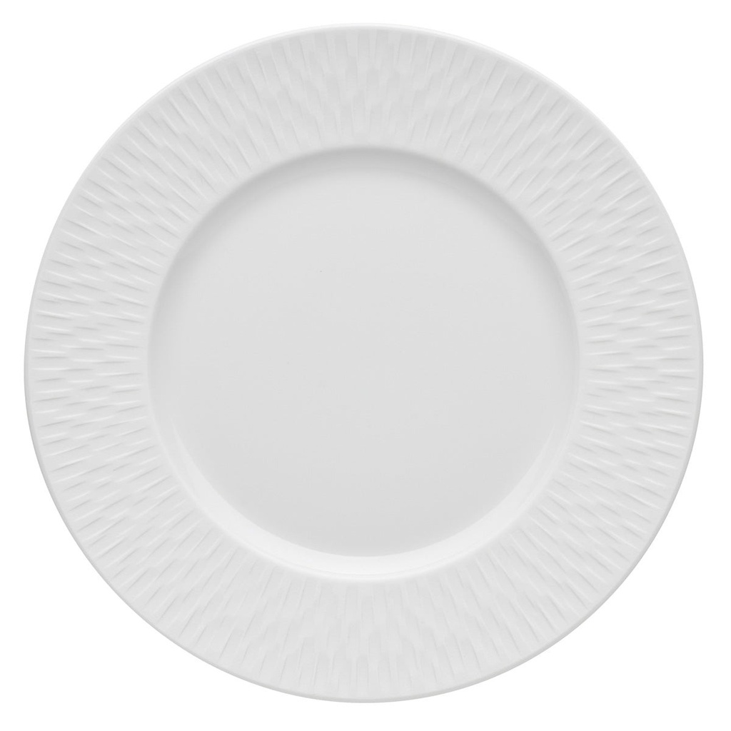 DEGRENNE BOREAL SATIN BLANC — Round Dessert / Salad / App. plate w/wide rim — 193320-UNIT (One piece)