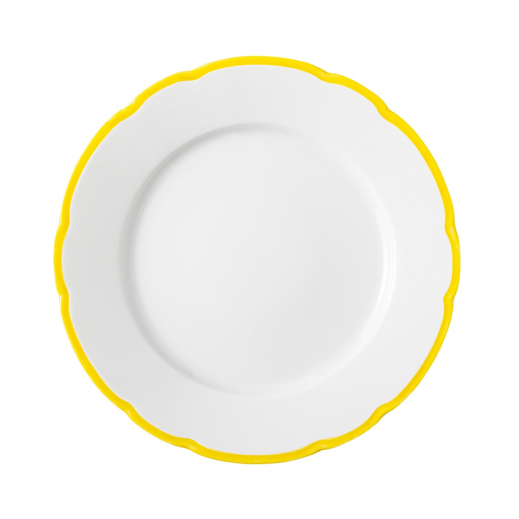 DEGRENNE REMINISCENCE JAUNE — round yellow galon dinner plate 26 cm — 244790 (Pack of 6 pieces)