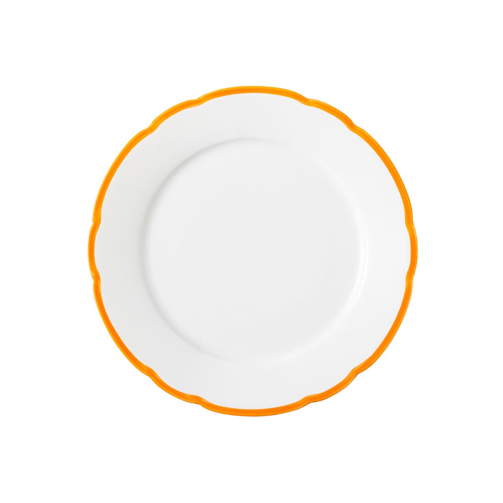 DEGRENNE REMINISCENCE ORANGE — round orange galon dessert plate 21.5 cm — 244792 (Pack of 6 pieces)