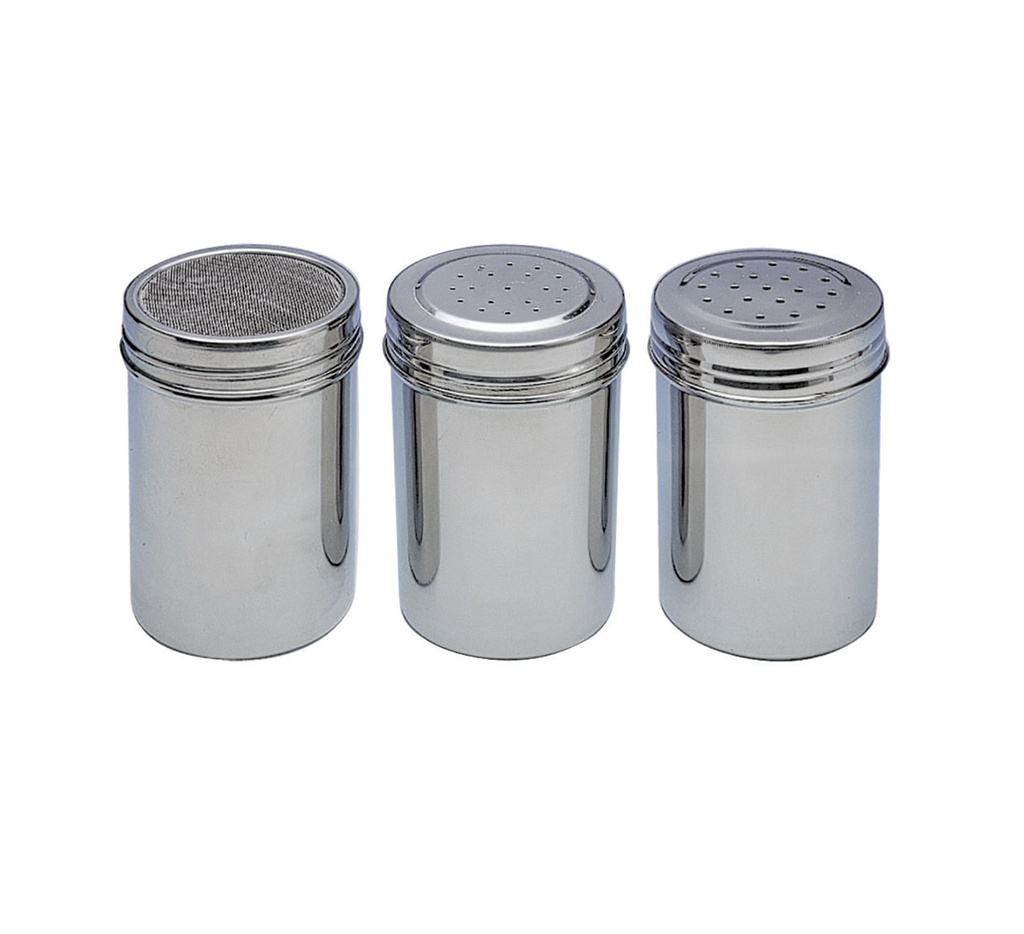 Mallard Ferrière MF stainless steel sugar dredger — Height: 130 mm — sieve lid — 01756