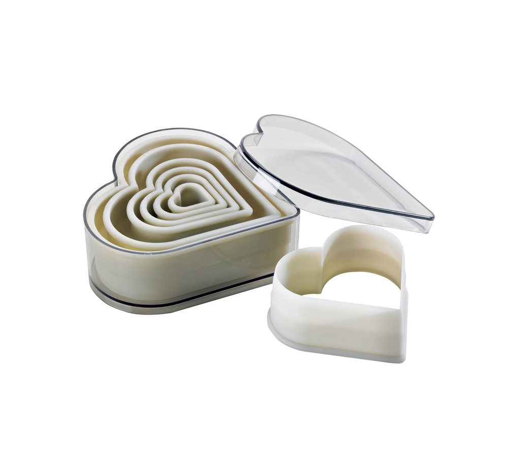 Mallard Ferrière POLYGLASS heart plain dough cutter set of 7 — 02286