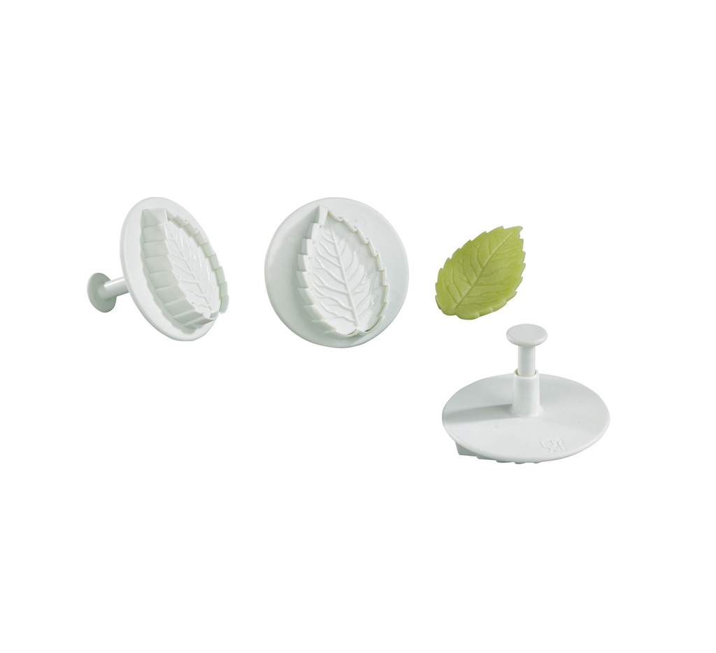 Mallard Ferrière Set of 3 plastic rose leaf cutters with pushers — 02607
