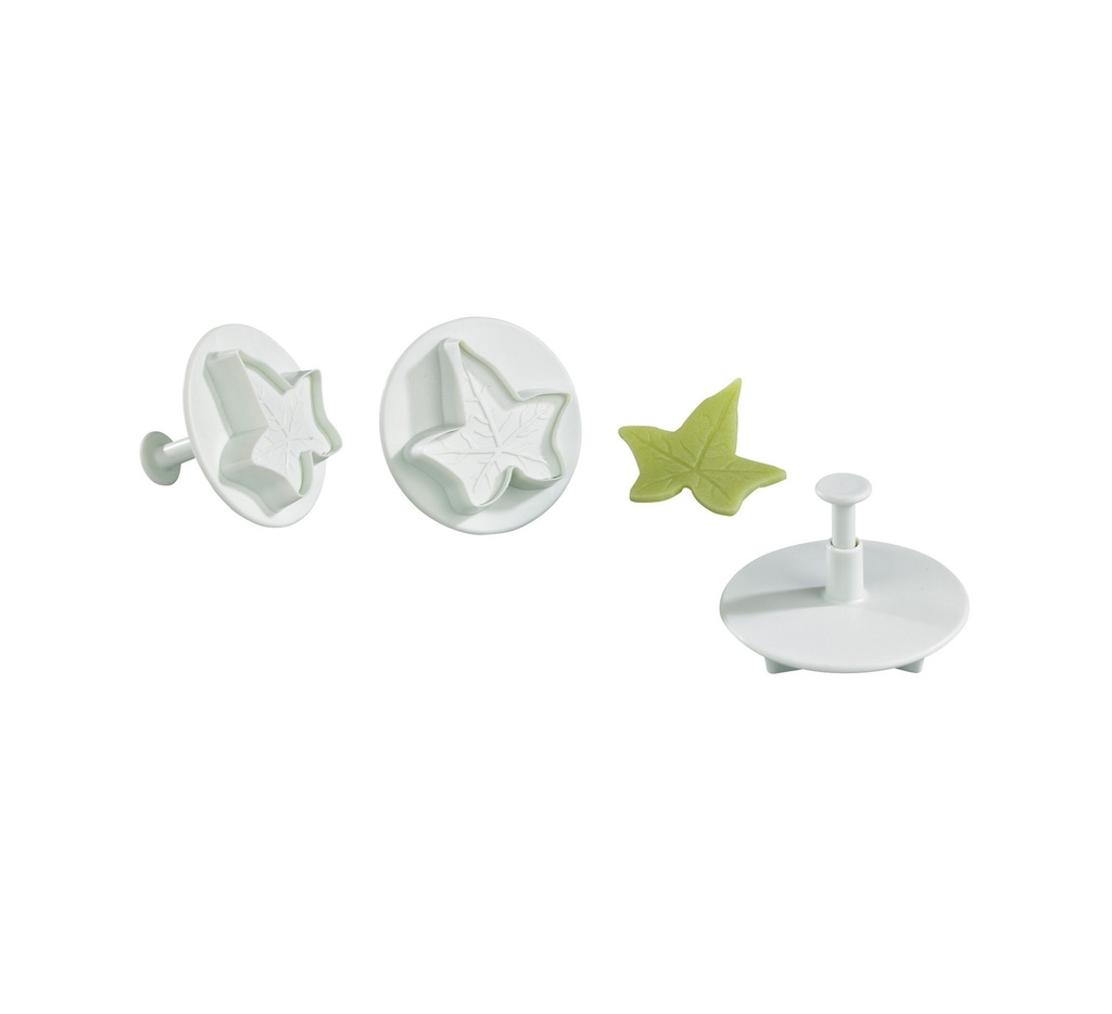 Mallard Ferrière Set of 3 plastic ivy leaf cutters with pushers — 02608
