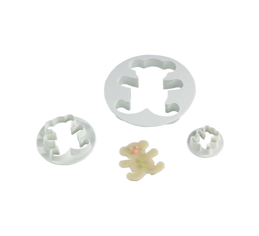Mallard Ferrière Plastic teddy bear dough cutter set of 3 — 02634