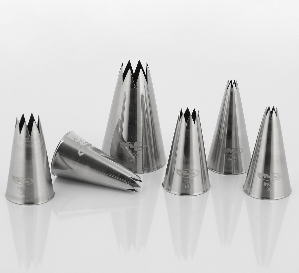 Mallard Ferrière Stainless steel star piping nozzle set of 6 — 03025