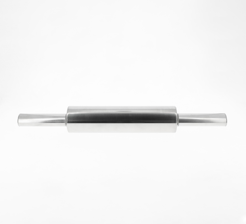 Mallard Ferrière All-stainless-steel rolling pin with handles — Working barrel length: 250 mm; Overall length: 480 mm — 03909