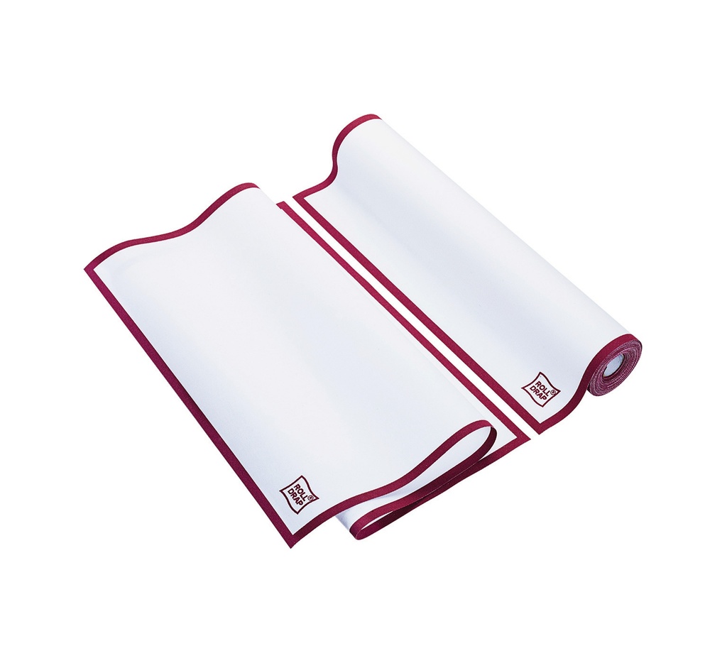 Mallard Ferrière Roll of ten pre-cut cotton tea towels — White / Burgundy — 05867