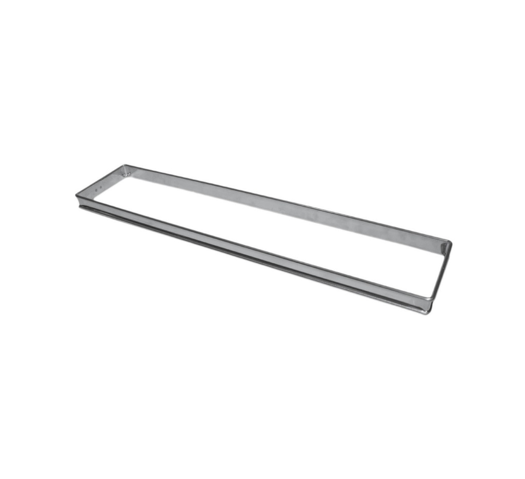 Mallard Ferrière Bottomless stainless steel rectangular flan frame — Length: 500 mm; Width: 110 mm; Height: 25 mm — 07272