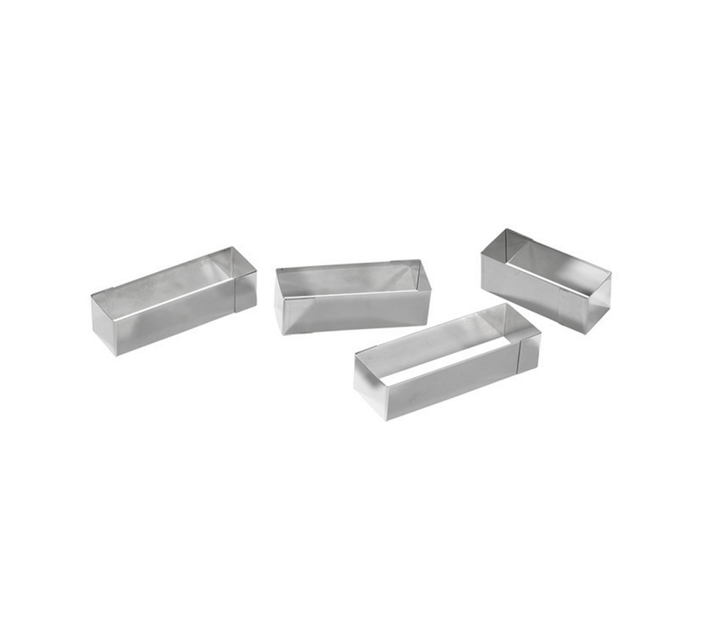 Mallard Ferrière Stainless steel rectangular individual frames, pack of six — Length: 125 mm; Width: 40 mm; Height: 30 mm — 07633