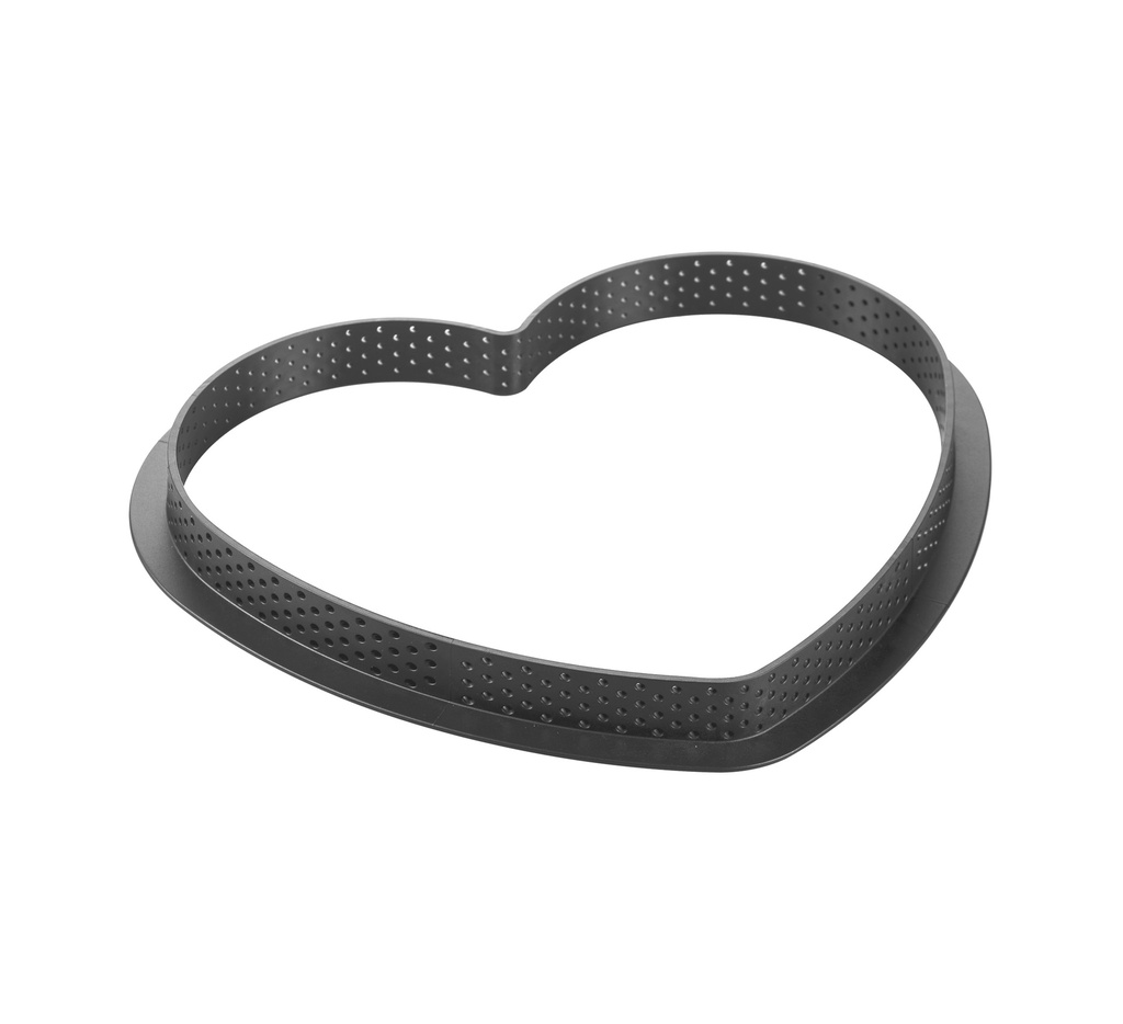 Mallard Ferrière Thermoplus perforated composite heart-shaped tart mould — Length: 80 mm; Width: 70 mm; Height: 20 mm — 07867