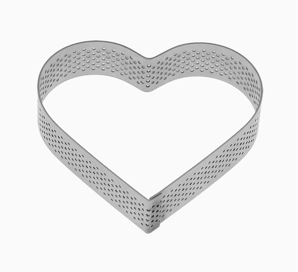 Mallard Ferrière Perforated stainless steel heart-shaped tart frame — Length: 85 mm; Width: 75 mm; Height: 20 mm — 06509