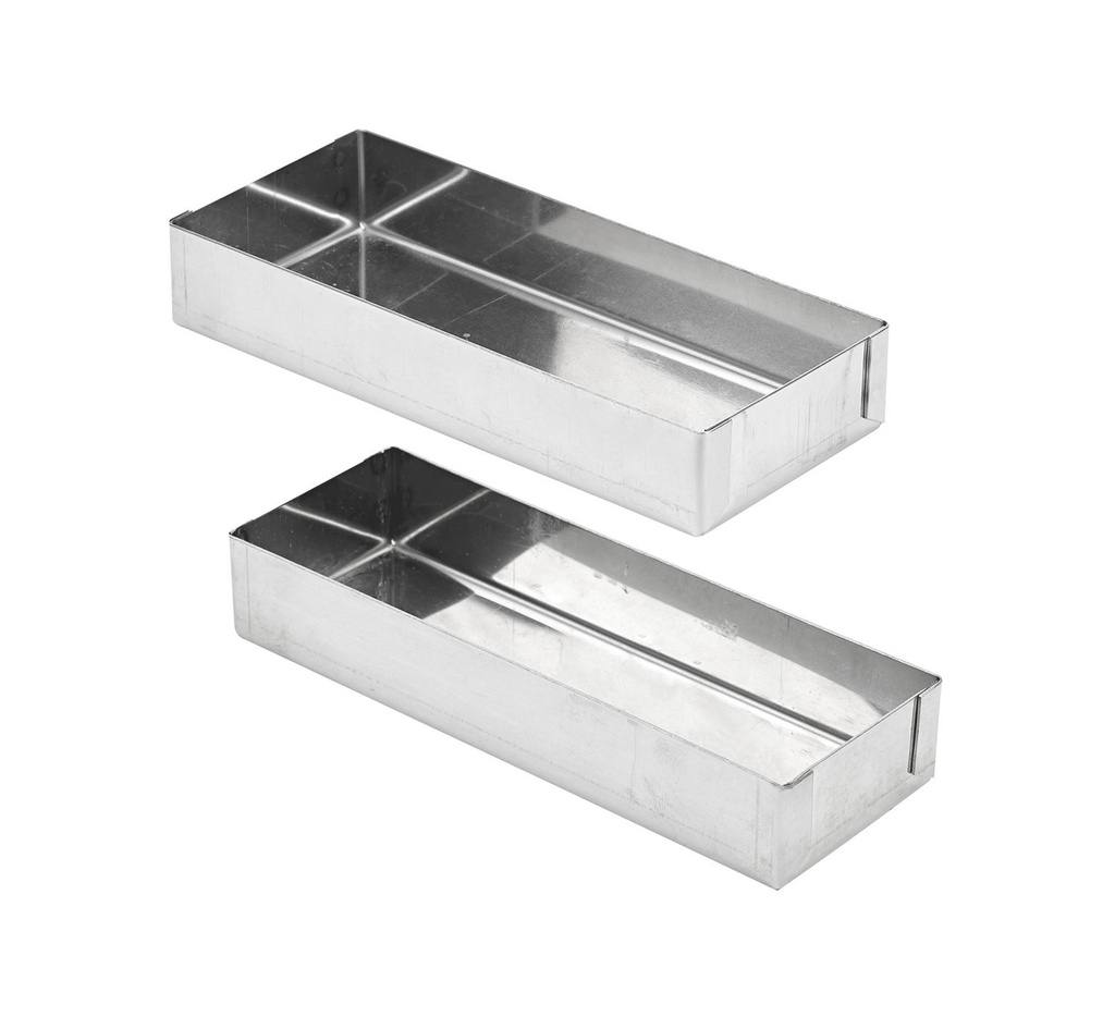 Mallard Ferrière Stainless steel rectangular tartlet mould — Length: 115 mm; Width: 50 mm; Height: 20 mm — 08226