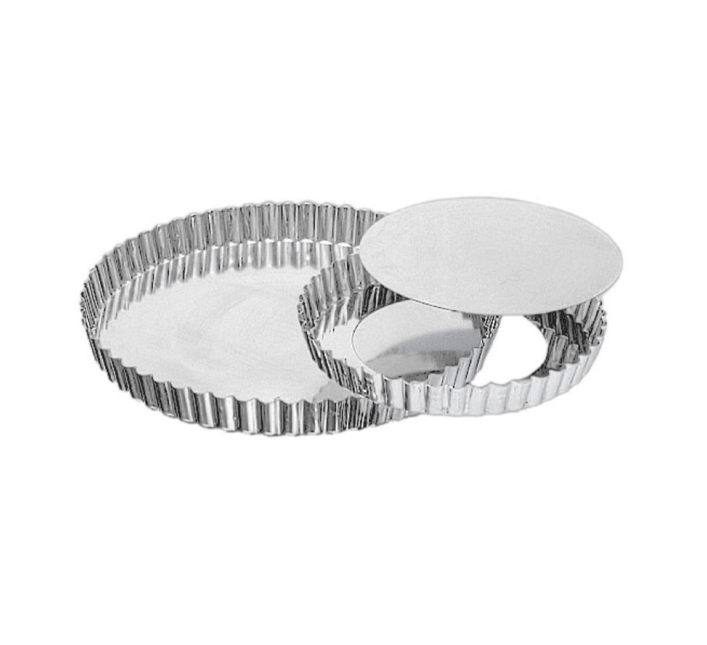 Mallard Ferrière Fluted tinplate tart mould with removable bottom — Diameter: 260 mm; Height: 25 mm — 08955