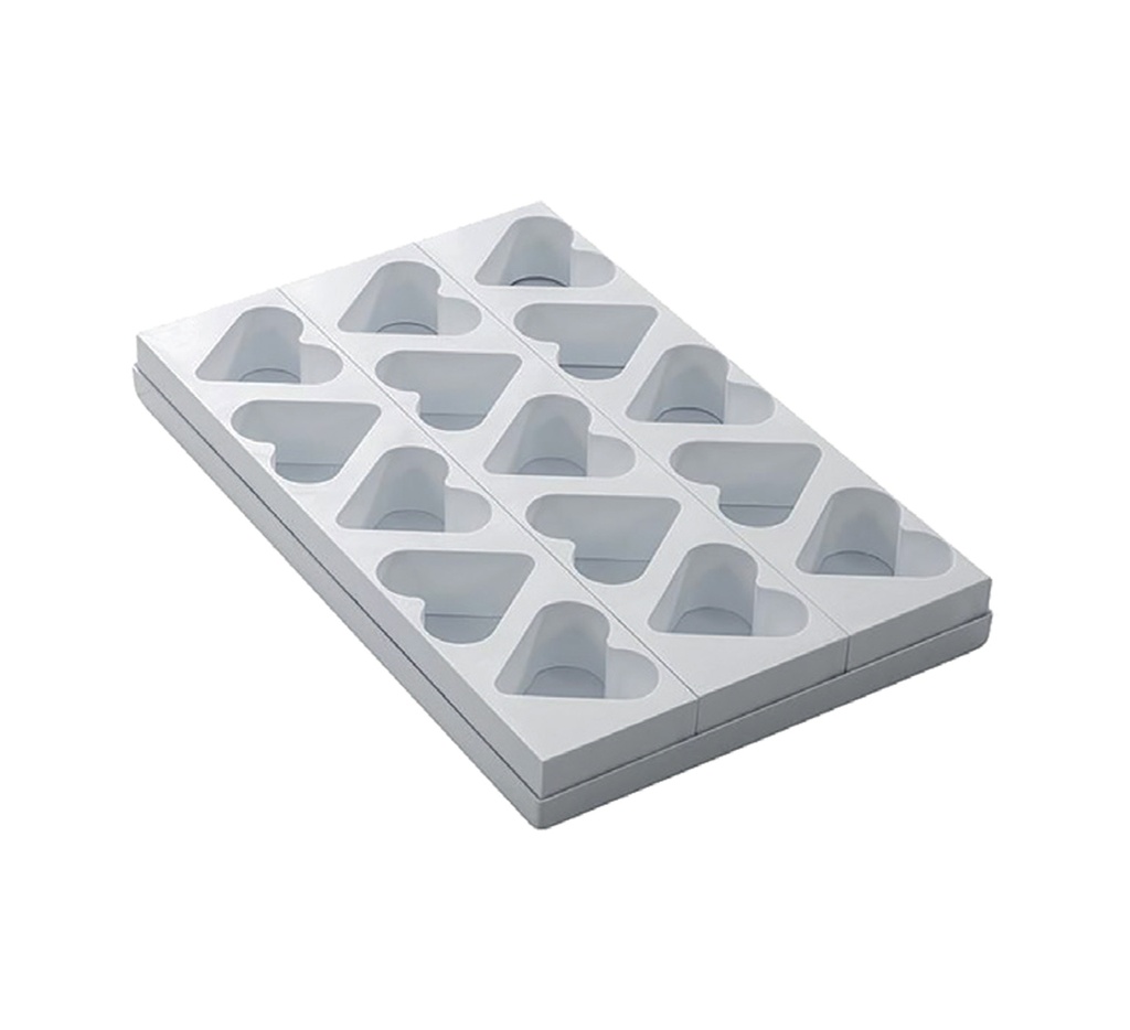 Mallard Ferrière Plastic heart individual-cake moulding sheet — Length: 400 mm; Width: 260 mm — 11496