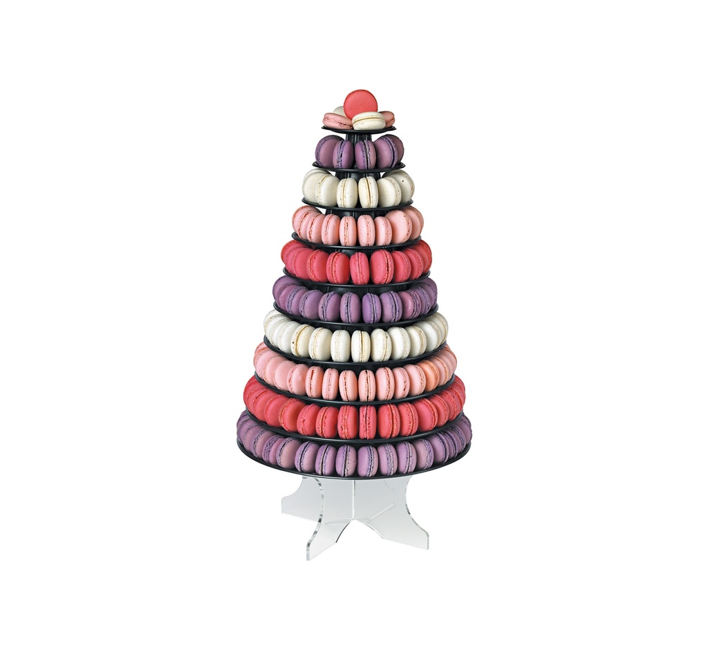 Mallard Ferrière Ten-tray PVC macaron pyramid — Assembled height: 460 mm; Base diameter: 330 mm — 12071