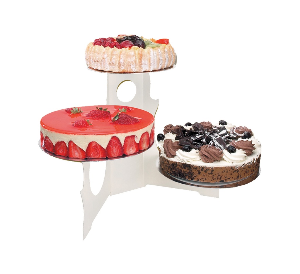 Mallard Ferrière Chloé cake display, 3 levels — Assembled display height: 380 mm — 12340
