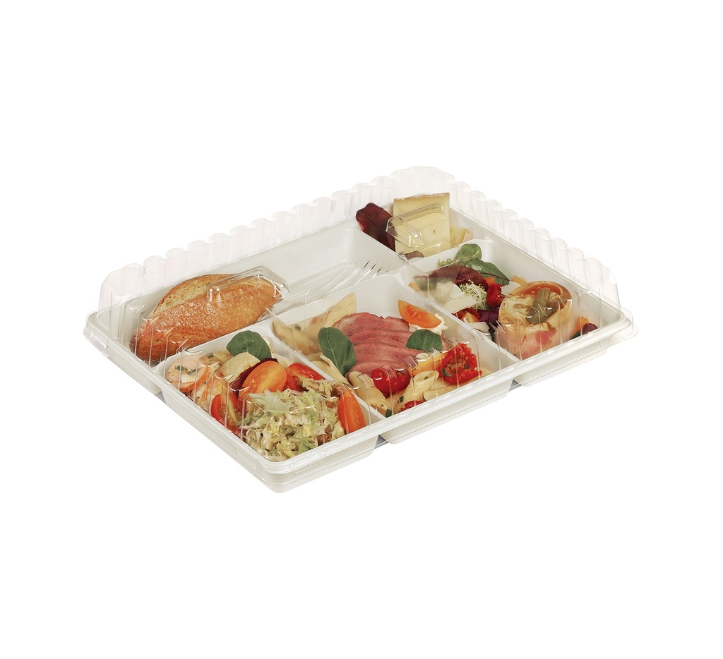 Mallard Ferrière Five-compartment plastic meal trays, pack of 50 — 17160