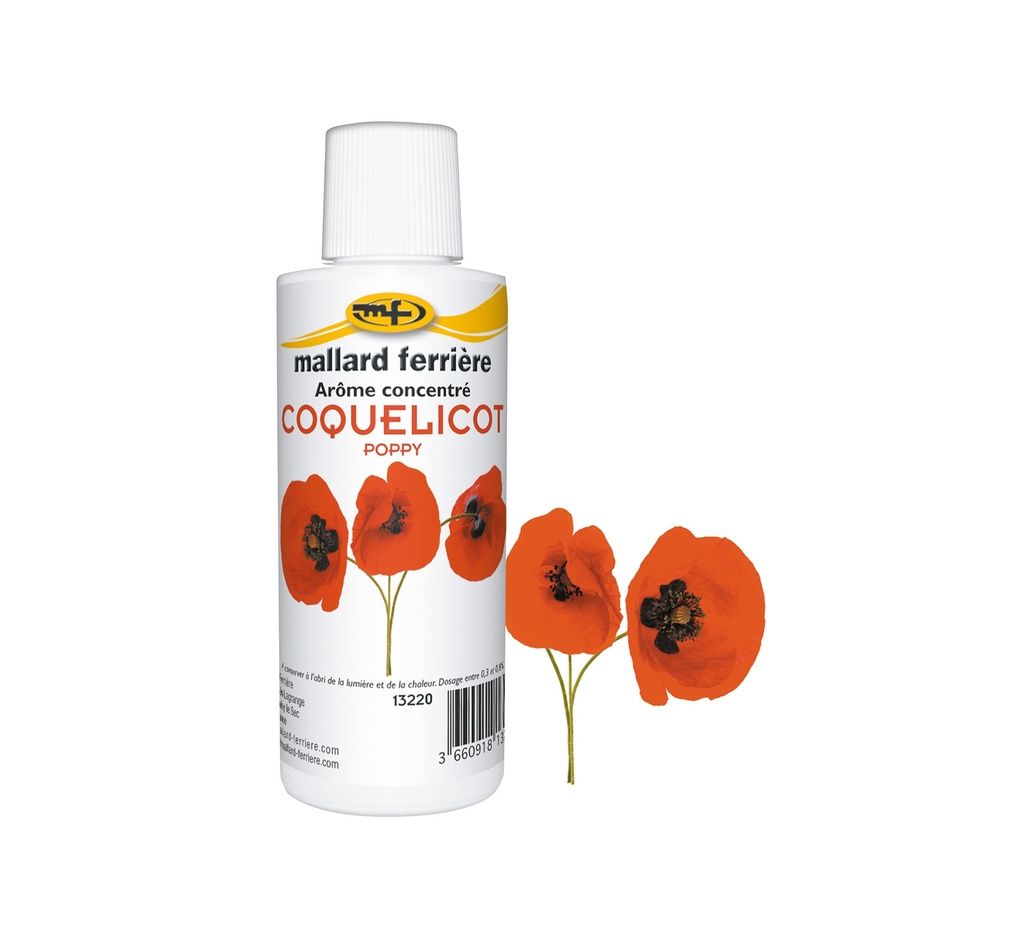 Mallard Ferrière Poppy concentrated liquid food flavouring — 125 ml bottle — 13220