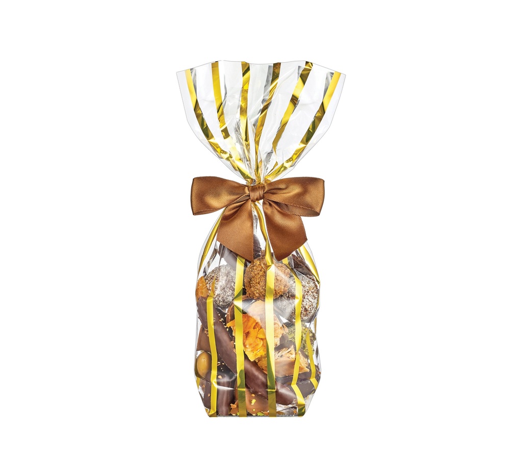 Mallard Ferrière Polypropylene bags with cardboard bottom and gold strips, pack of 100 — 25076