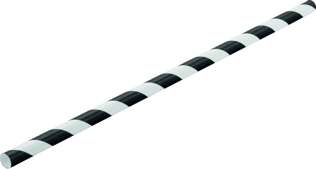 Utopia – Paper Black Stripe Straw 8" (20cm) — F90109-000000-B01024