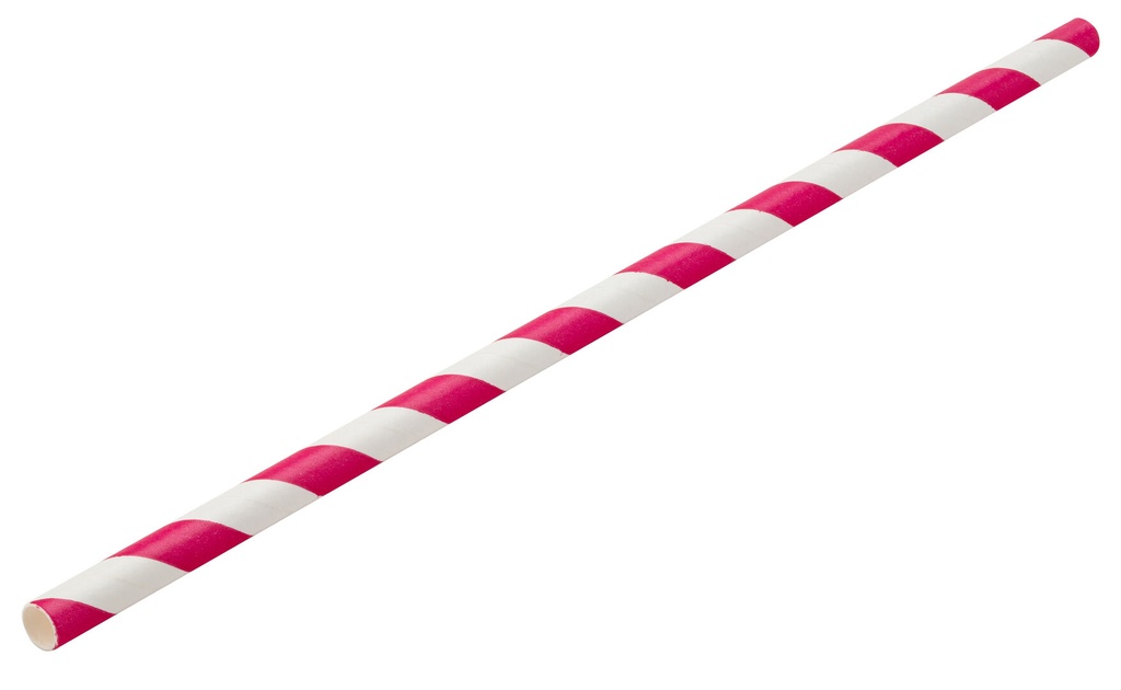 Utopia – Paper Pink/White Stripe Straw 8" (20cm) Box of 250 — F90167-000000-B01024