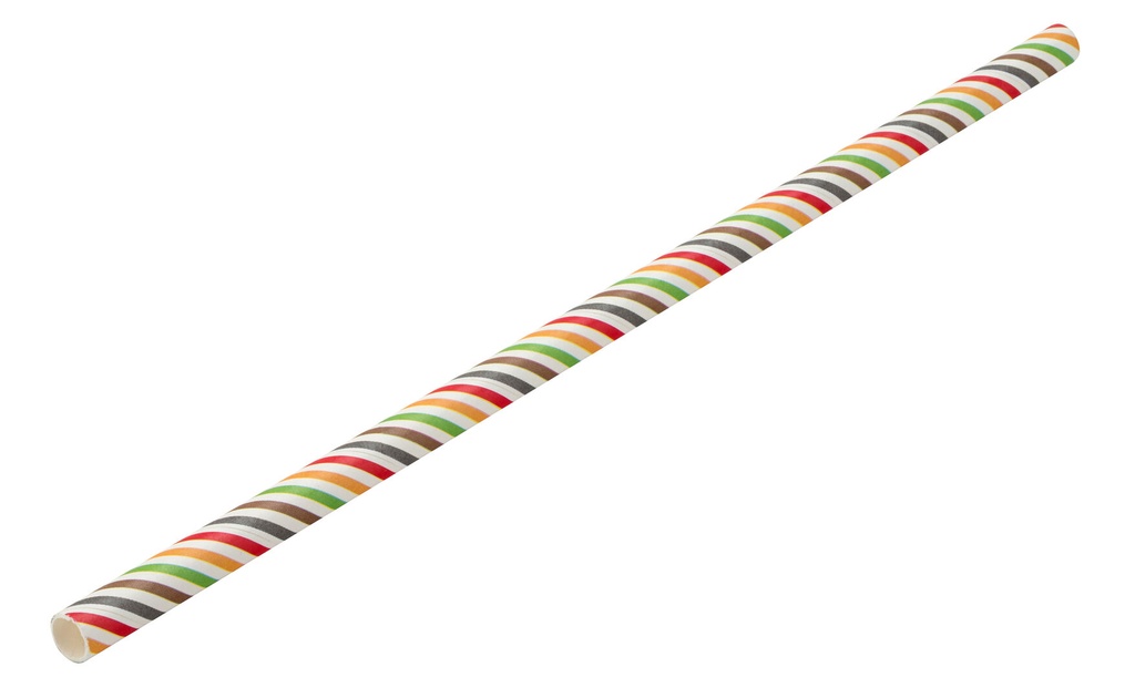 Utopia – Paper Multi Stripe Straw 8" (20cm) Box of 250 — F90170-000000-B01024