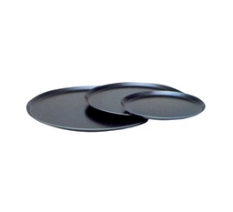 Mallard Ferrière Round blue-steel pizza baking sheet — Diameter: 280 mm; Thickness: 1.5 mm; Manufacturer-listed height: 10 mm — 11719