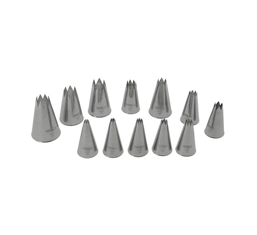 Mallard Ferrière Stainless steel star piping nozzle set of 12 — 03026