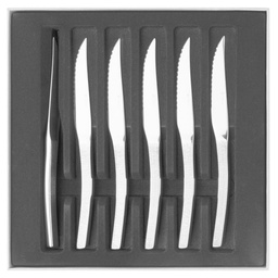 DEGRENNE ASTREE CISELE Set of  of 6 table knives solid handle serrated — 206292