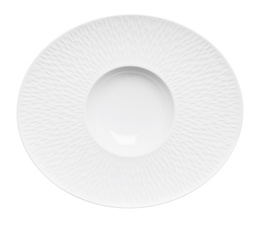 DEGRENNE BOREAL SATIN BLANC — Shallow Bowl w/wide oval rim satin finish — 207769-UNIT (One piece)