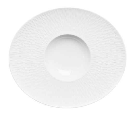 DEGRENNE BOREAL SATIN BLANC — Shallow Bowl w/wide oval rim satin finish — 207769-UNIT (One piece)