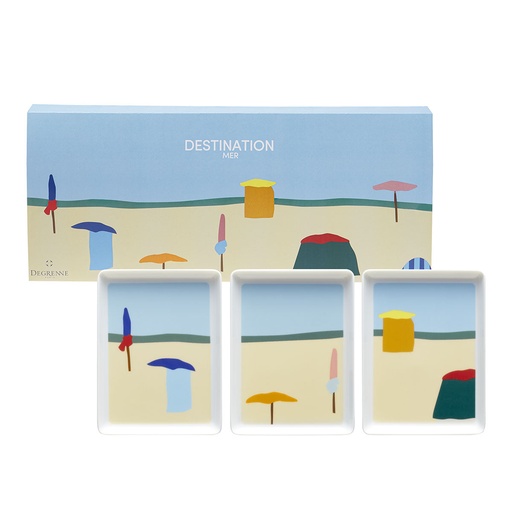 [241396] DEGRENNE DESTINATION MER — Set of 3 rectangular shared plate 16x12 cm — 241396 (Set of 3 pieces)