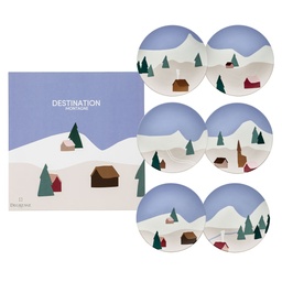 DEGRENNE DESTINATION MONTAGNE — set of 6 round dessert plates 23 cm — 241779 (Set of 6 pieces)