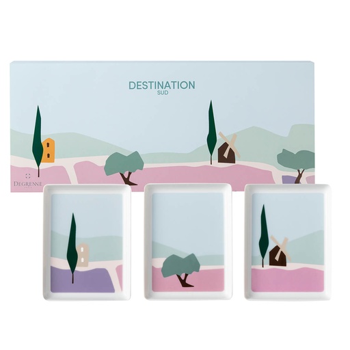 [242885] DEGRENNE DESTINATION SUD — Set of 3 rectangular shared plates 16x12cm — 242885 (Set of 3 pieces)