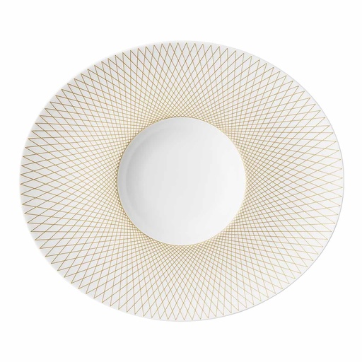 [246113] DEGRENNE GRAPHIQUE CLASSIQUE.DORE.. طبق غورميه بيضاوي 30x26 سم — 246113