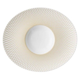 DEGRENNE GRAPHIQUE CLASSIQUE.DORE.. — oval gourmet plate 32x27 cm — 246114 (Pack of 3 pieces)
