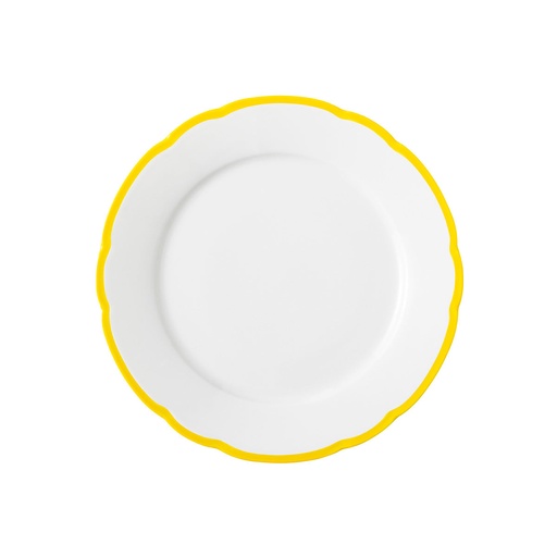 [244794] DEGRENNE REMINISCENCE JAUNE — round yellow galon dessert plate 21.5 cm — 244794 (Pack of 6 pieces)