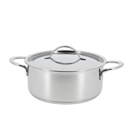 Mallard Ferrière Stainless steel low saucepot with lid — Diameter: 240 mm; Height: 90 mm; Capacity l: 4 L — 00386