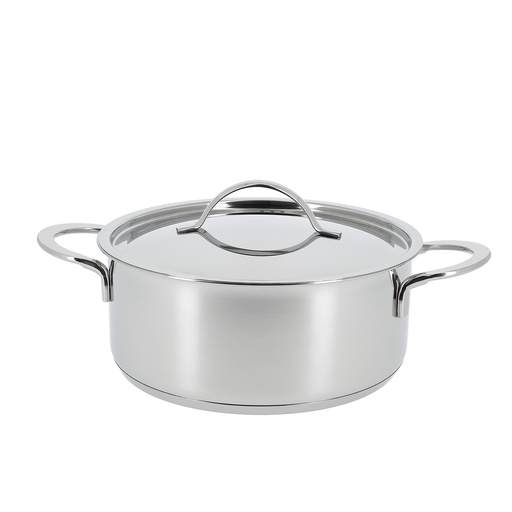 [00387] Mallard Ferrière Stainless steel low saucepot with lid — Diameter: 280 mm; Height: 100 mm; Capacity l: 6.1 L — 00387