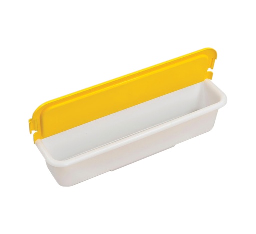 Mallard Ferrière Multi-purpose polypropylene container with yellow lid — Length: 540 mm; Width: 100 mm; Height: 120 mm; Capacity: 6.5 L — 01866