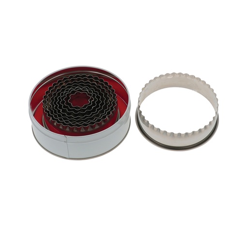 [02300] Mallard Ferrière Stainless steel round fluted dough cutter set of nine — 02300