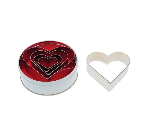 [02381] Mallard Ferrière Stainless steel plain heart dough cutter set of five — 02381