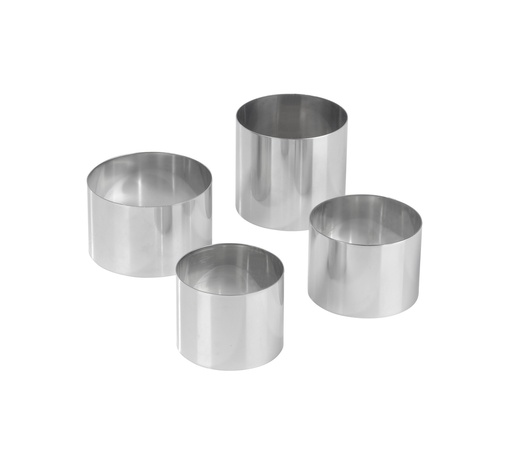 Mallard Ferrière Stainless steel round individual frames, pack of six — Diameter: 75 mm; Height: 60 mm — 07419