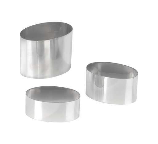 Mallard Ferrière Stainless steel oval individual frames, pack of six — Length: 75 mm; Height: 35 mm — 07511