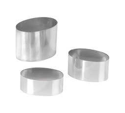 Mallard Ferrière Stainless steel oval individual frames, pack of six — Length: 70 mm; Height: 60 mm — 07550