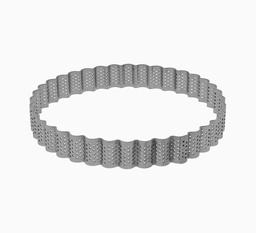 Mallard Ferrière Fluted perforated stainless steel tart ring — Diameter: 220 mm; Height: 25 mm — 06608